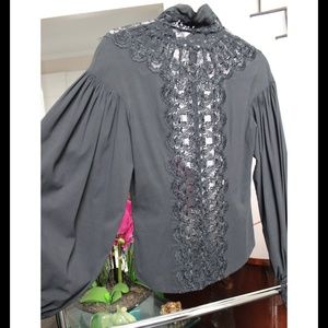 CATHERINE MALANDRINO VICTORIAN LACE POET BLOUSE